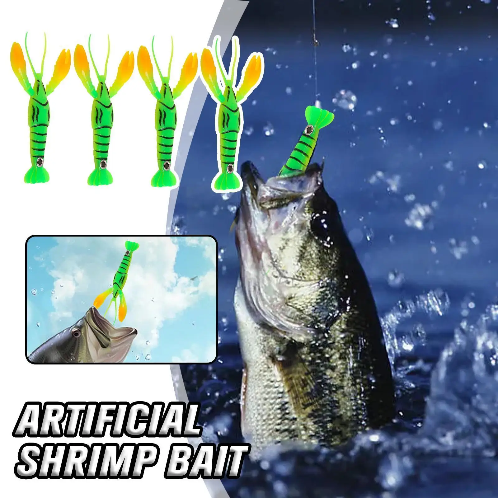 

1pc Crazy Shrimp Lures 95mm 6g Soft Lure Fishing Baits Simulation Lure Lobster Soft Lure Plastic Bait Crayfish Green Artifi P7k6