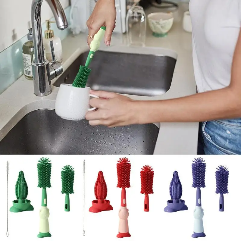 

Milk Bottle Cleaner Brush Multipurpose Long Handle Bottle Glass Cup Cleaning Brush Silicone Bottle Cleaner For Baby Bottles