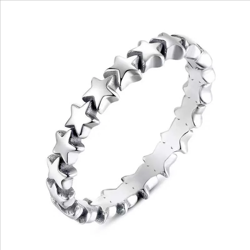 

MFY Simple Silver Color Star Rings for Women Star Heart Round Engagement Party Fashion Jewelry Whole Sale Size 6-10