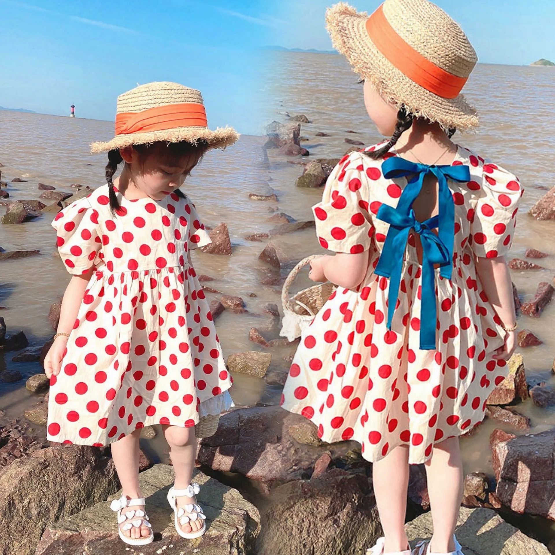 

Sweet Princess Skirt Bottom Backless Wear Children Clothing Little Girls Summer Dress Elegant Kids Frocks