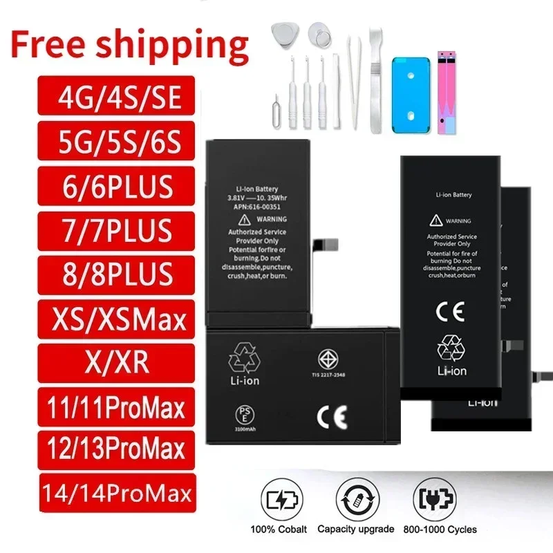 Оригинальный аккумулятор для IPhone 5 5S 6 6S 7plus 8 X XR SE SE2 11 12 ...