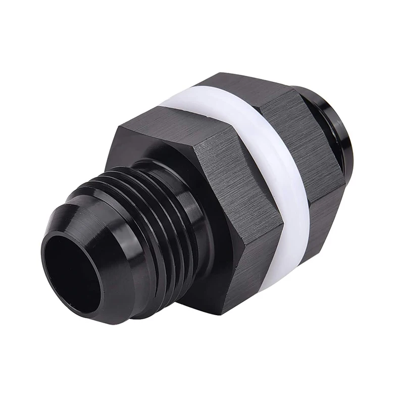 

Black Aluminum Straight AN8 Fuel Cell Bulkhead Adapter Fitting -8 AN Locking Nut With Oil-resistant Washers for Fuel Tank