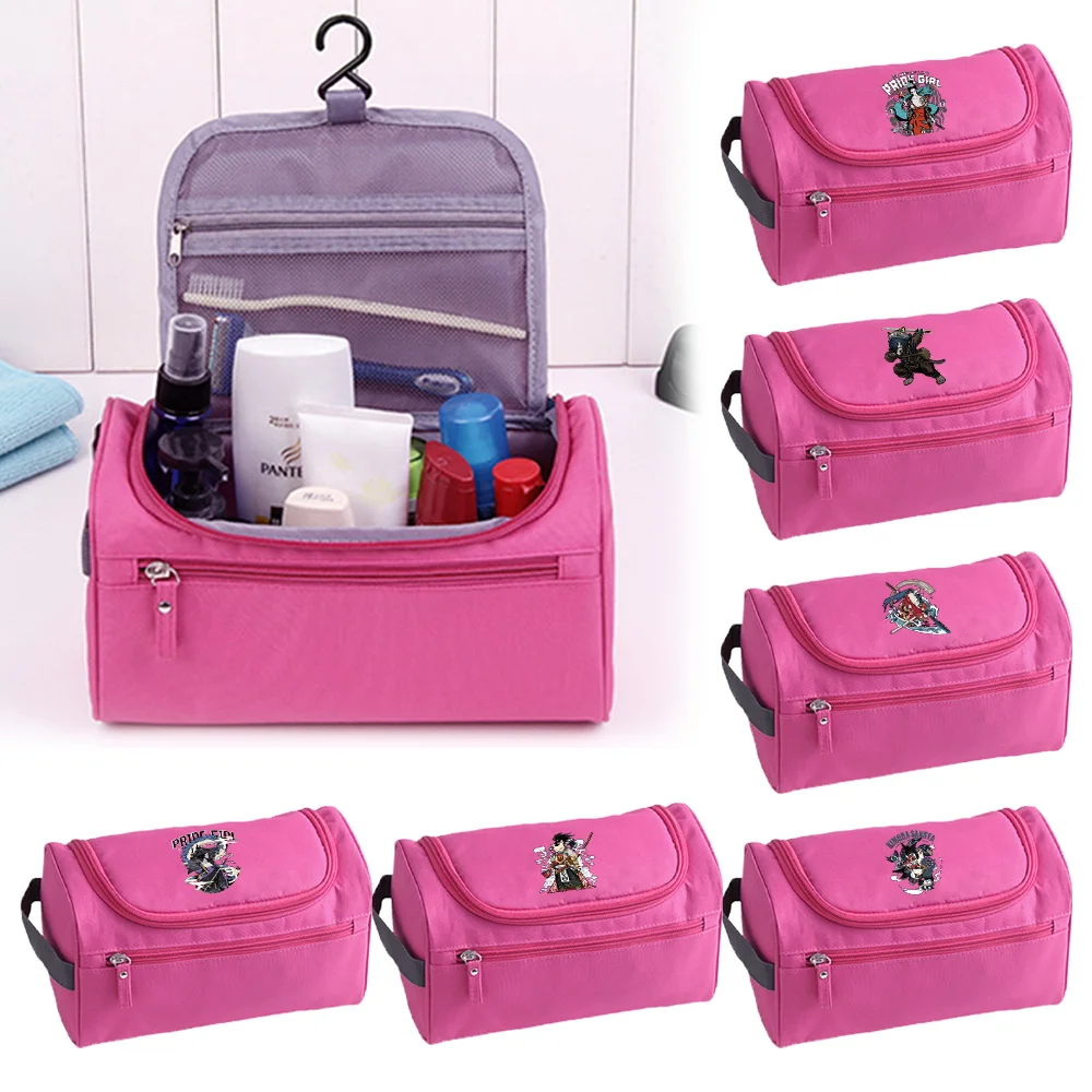 

Women Travel Wash Makeup Bag Toiletries Organizer Business Portable Storage Cosmetic Bag Samurai Print Hanging Waterproof Pouch