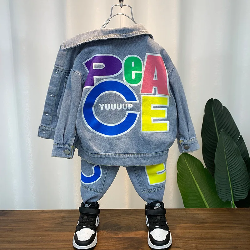 

2023 New Boys Clothes Sets Spring Autumn Children Denim Jackets Pants 2pcs Tracksuits For Baby Outfits Kids Sports Suit 2-12 Yrs
