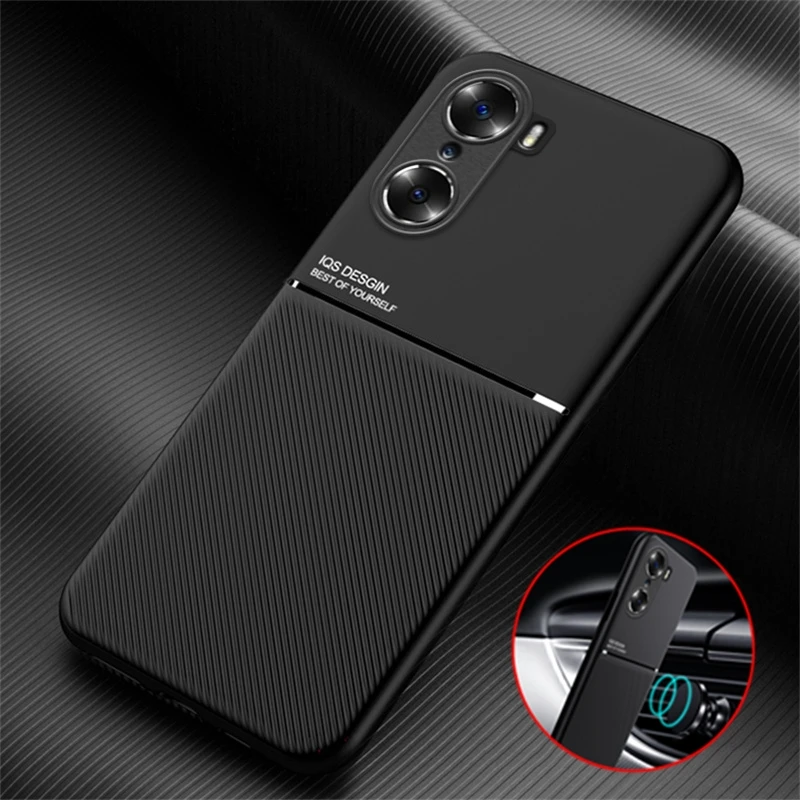 

Чехол для Honor 60 Pro, мягкий силиконовый ударопрочный чехол для телефона Honor 60 60Pro, магнитный автомобильный держатель-подставка, кожаная тексту...