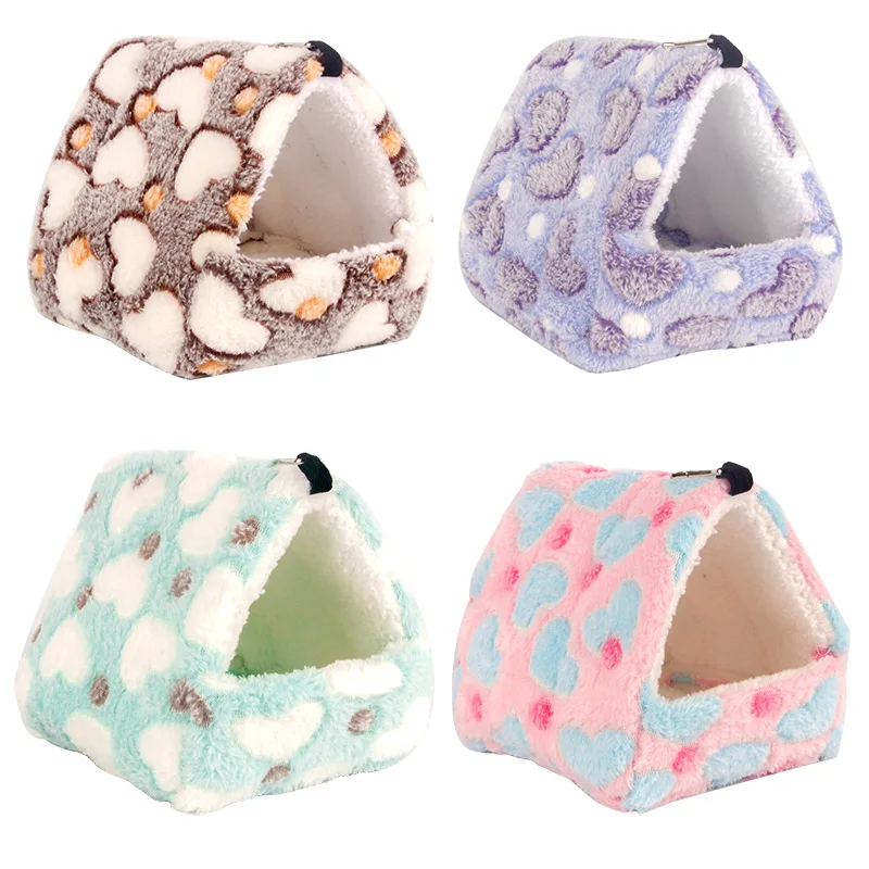 

8 x 8cm Hamster House Warm Soft Beds Houses Rodent Cage Printed Hammock for Rats Cotton Guinea Pig Accessories Small Animal Cage