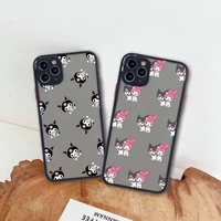 hello kitty my melody kuromi phone case for iphone 13 12 11 pro max mini xs 8 7 plus x se 2020 xr matte transparent cover