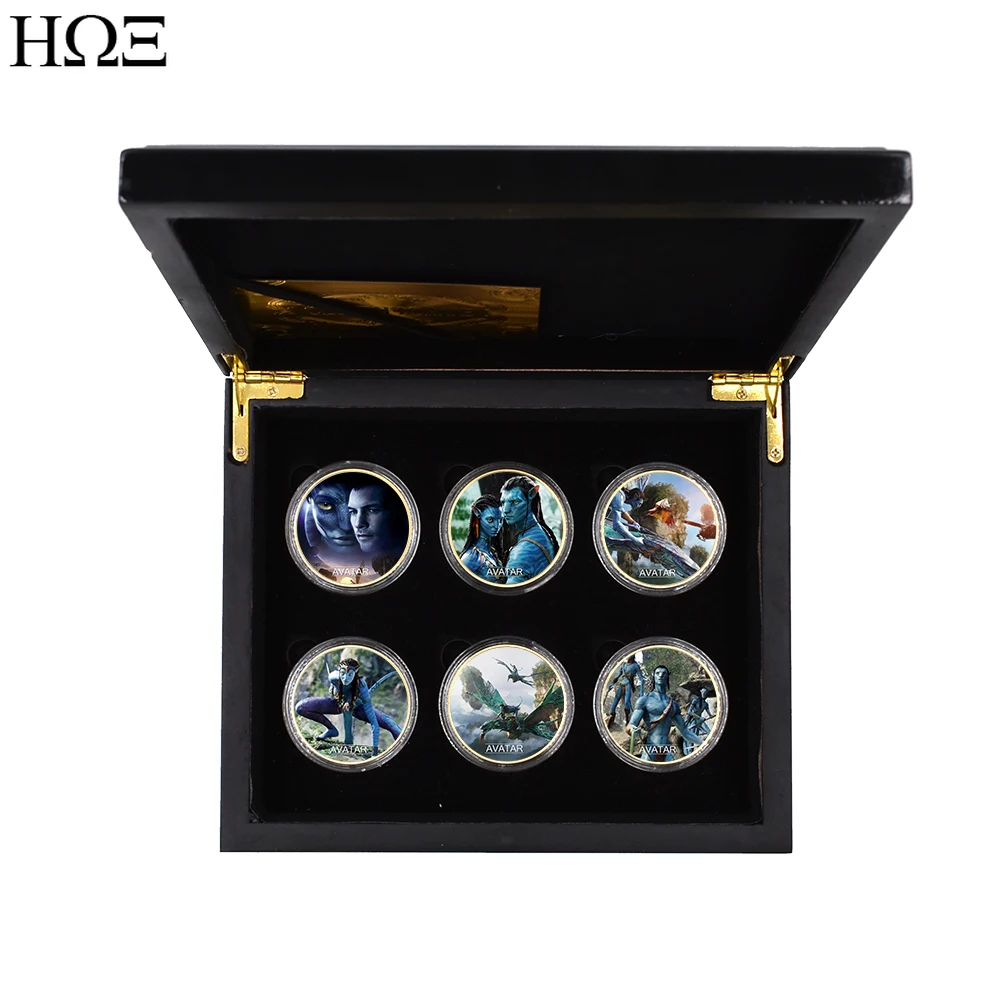 

6pcs/box Avatar Commemorative Coin Artwork Gold Plated Badge Decoration Gold Coin Collection Gift Wholesale