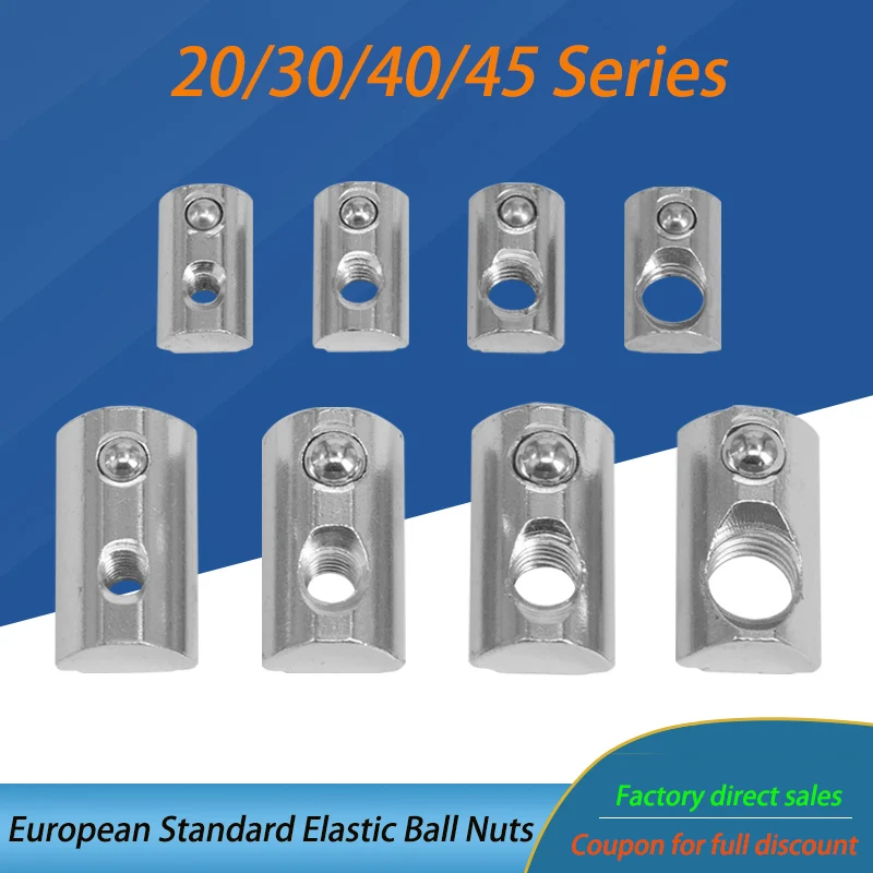 

2 PCS European Standard Elastic Nuts Block Type Steel Beads Aluminium Profiles M3 M4 M5 M6 M8 M10 For 3D Printer Accessories