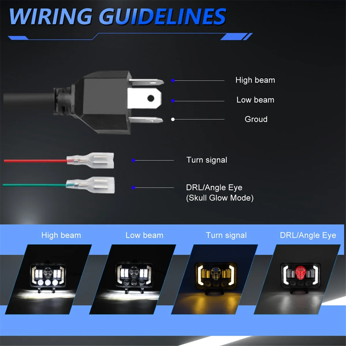 4x6 Skull RGB светодиодные фары указателя поворота замена H4651 H4652 H4656 H4666 для Peterbilt Ford