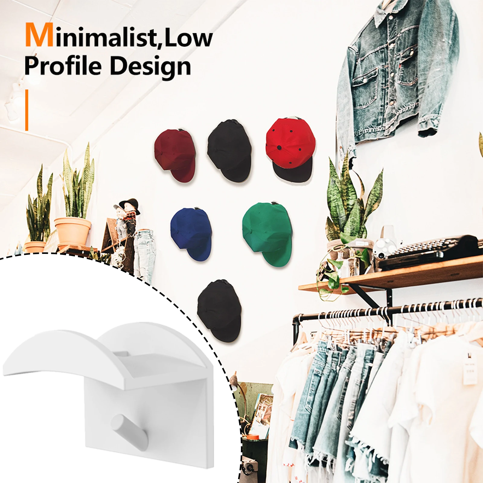 

For Wall Hat Hooks Hook 12PC Black White Hanger Hanging Hat Hook Storage Hat Sticky Hook Holder Plastic Material