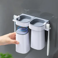 taili bathroom magnetic toothbrush holder mouthwash cup holder punch free wall hanging rack tooth cylinder mouthwash cup set