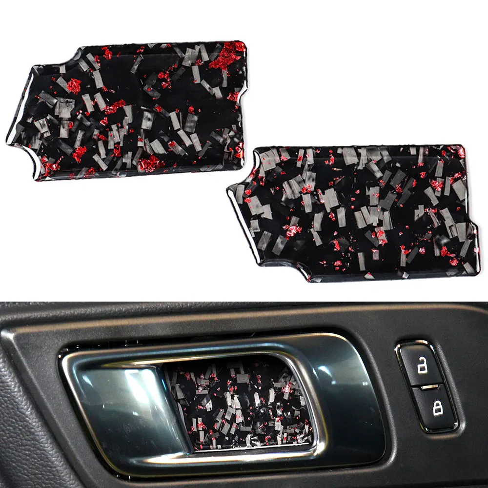 

2Pcs Gold Foil Red Carbon Fiber Sticker for 15-20 Ford Mustang Door Bowl Modified Sticker