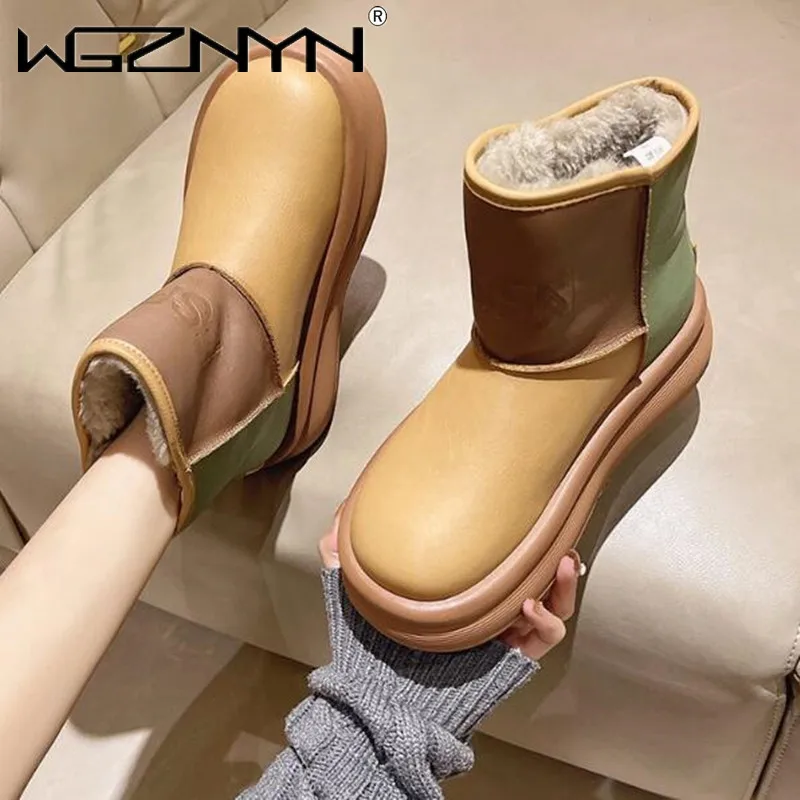 

Зимние теплые ботинки на плоской подошве, женские ботильоны на платформе, короткая плюшевая обувь, новинка 2024, повседневные ботинки челси, модная трендовая прогулочная обувь