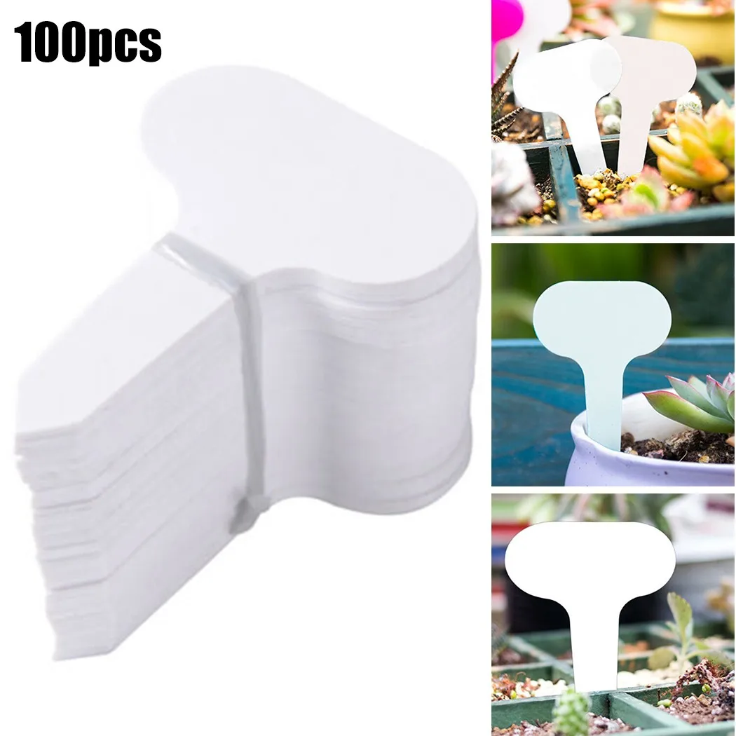 

100pcs Nursery Garden Labels T-type Tags Markers Garden Stakes Plant Labels Plastic Writing Plate Board Plug In Card Tag Ticket