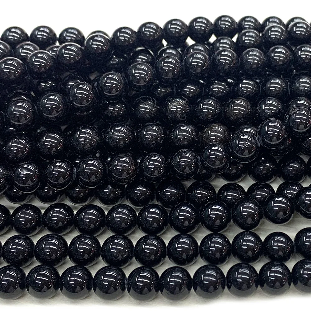

Veemake Natural Black Tourmaline Gemstones DIY Necklace Bracelets Earrings Pendants Loose Round Beads For Jewelry Making 07549