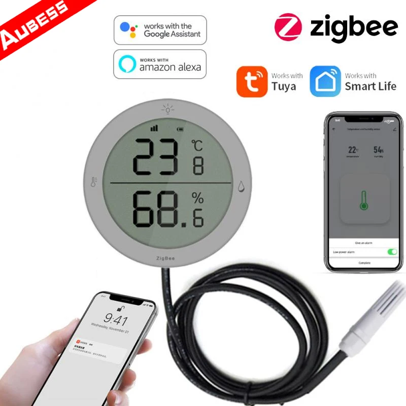

Tuya ZigBee Temperature Humidity Sensor Seedling Fermentation Reptile Breeding High Precision With Wire Probe Alexa Google Home
