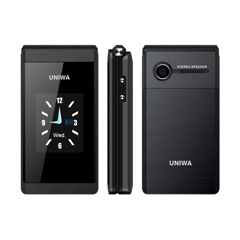 UNIWA X28 Senior Flip Mobile Phone Big Push-Button 2G GSM Dual Sim FM Radio Russian Hebrew Keyboard Clamshell Cellphone