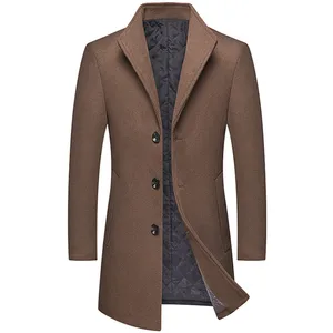 Autumn Winter New Men's Casual Boutique Long Wool Coat / Male Solid Color Lapel Single Breasted Tren