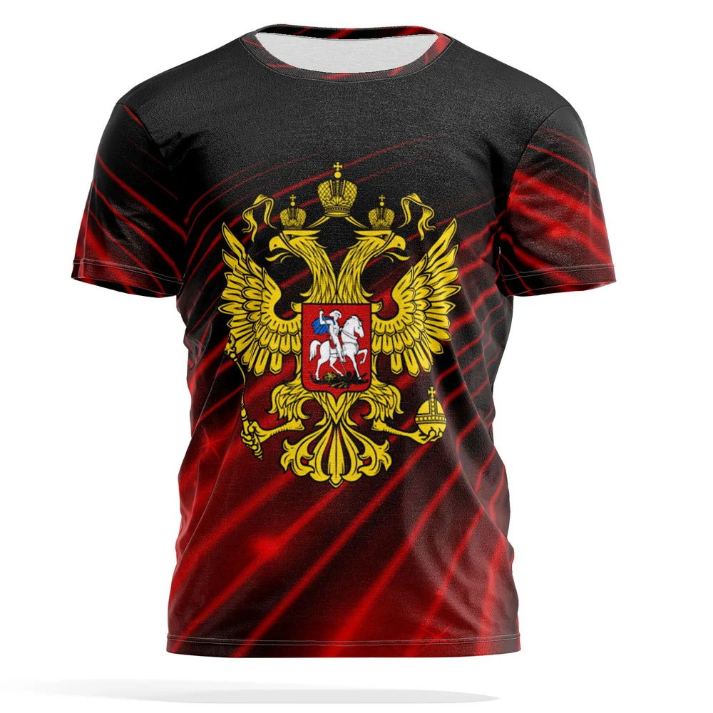 

Russian Flag Summer Printing Fashion New Men's And Women's Street Culture Casual Slim Retro Round Neck Short Sleeve T-shirt Tops