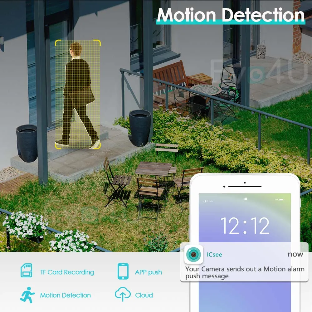 8MP Outdoor WiFi IP Camera Security CCTV Video Surveillance 4X Digital Zoom H.265 NVR Wireless Mini Cam Motion Detect ICsee