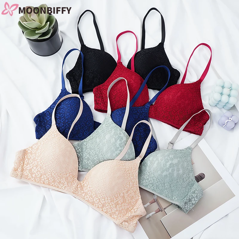 

Push Up Bra Comfort Backless Sleep Tops Sexy Lace Wireless Bras for Women Lingerie Gathered Underwear French Bralette New