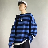 high street striped couples shirt emo long sleeved t shirt men goth aesthetic grunge clothes korean fashion y2k tops