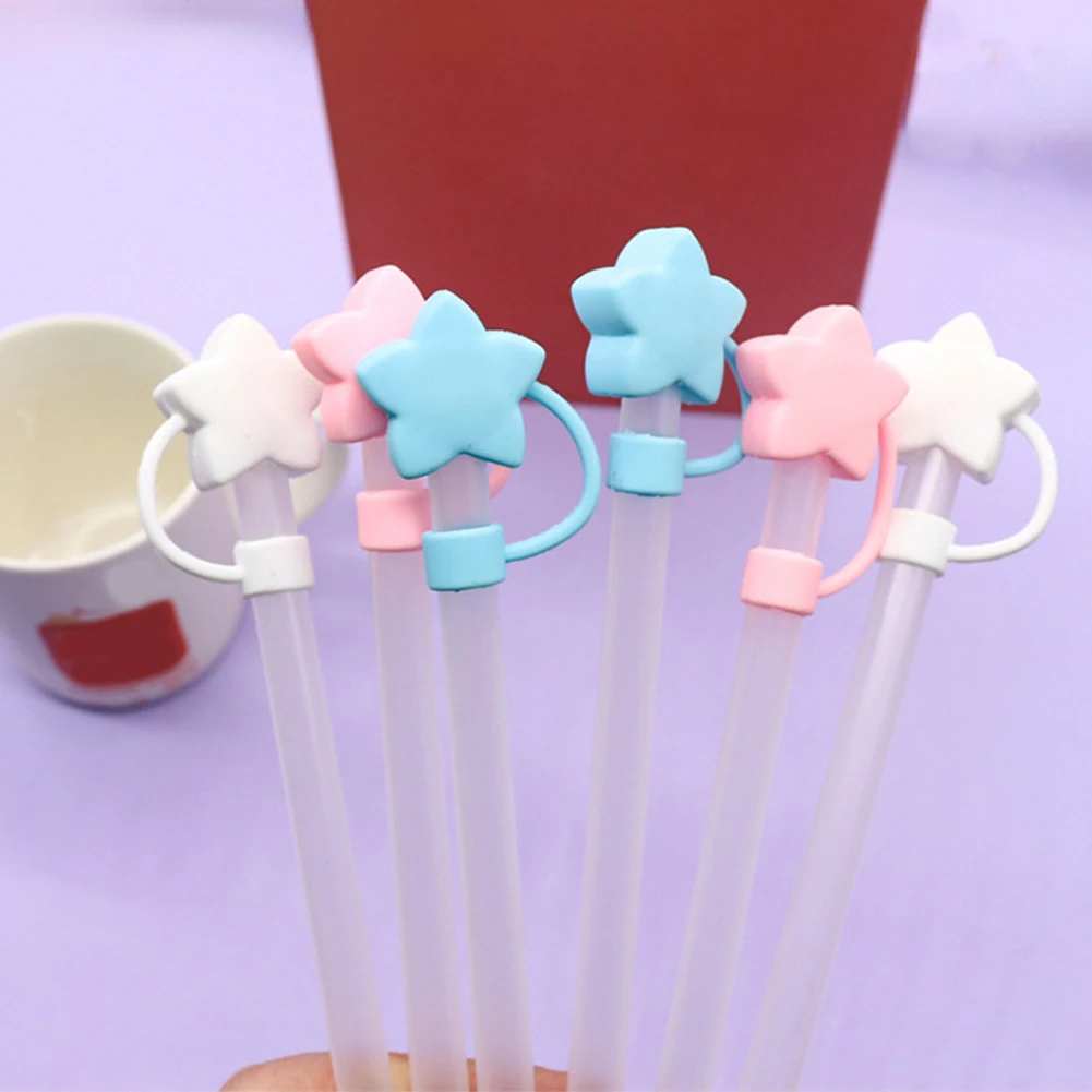 6 шт. силиконовые чехлы для соломинки со звездами 10 мм защитные колпачки пробка