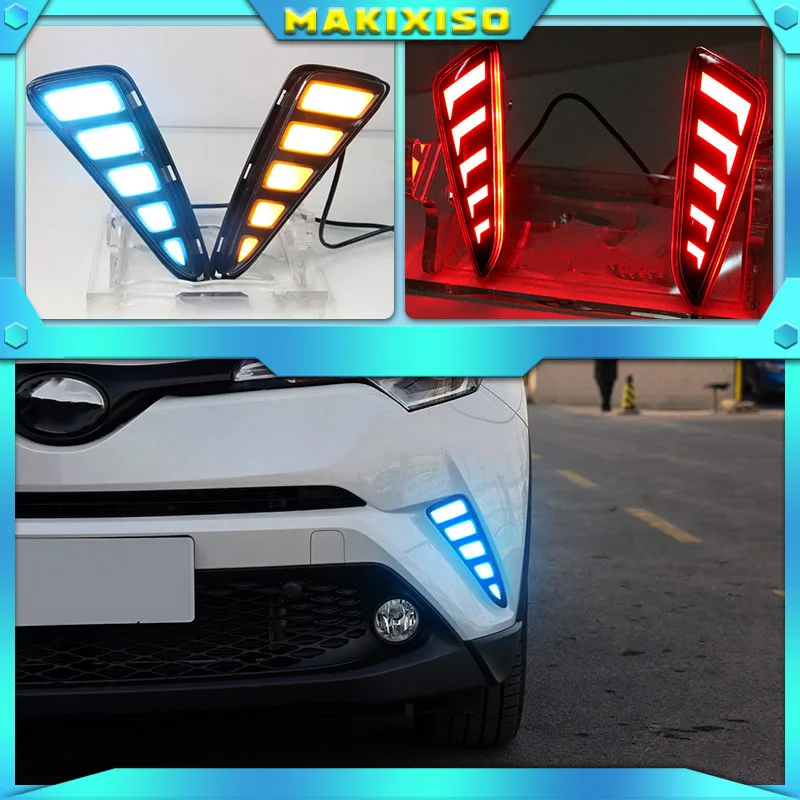 Автомобильный светодиодный дневной ходовой свет для Toyota C-HR CHR 2016 2017 2018 2019 с поворотным сигналом влагозащищенная дневная туманная лампа.