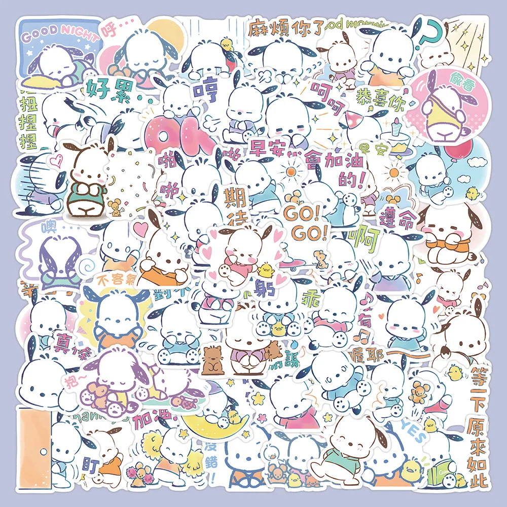 

60PCS Cartoon Pochacco Cute Graffiti Personality Stickers Water Cup Hand Account Notebook Decorative Stickers