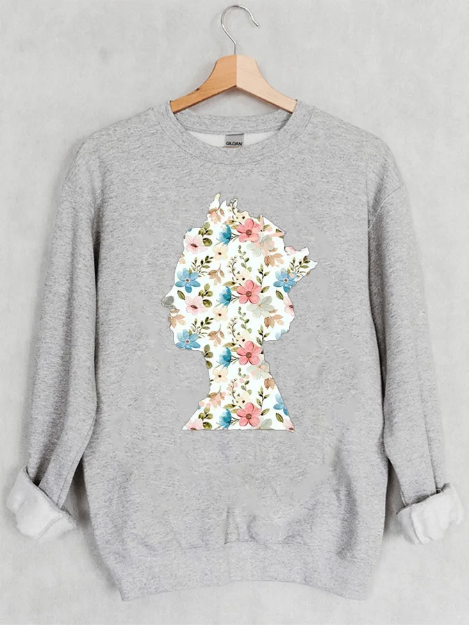 

Queen of England Floral Print Crew Neck Sweatshirt