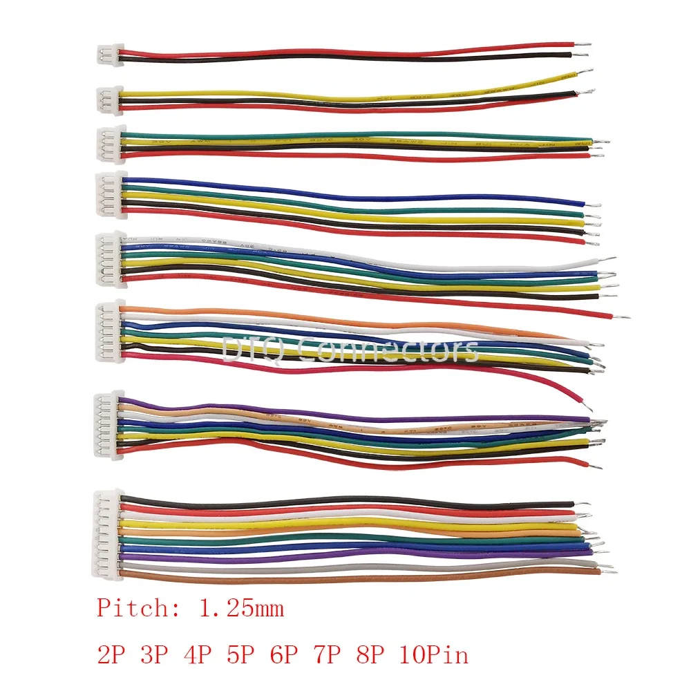 10 шт. микро jst1.25 мм 2-10Pin гнездовой разъем с кабелем 28AWG 1 25 шаг одиночная/двойная