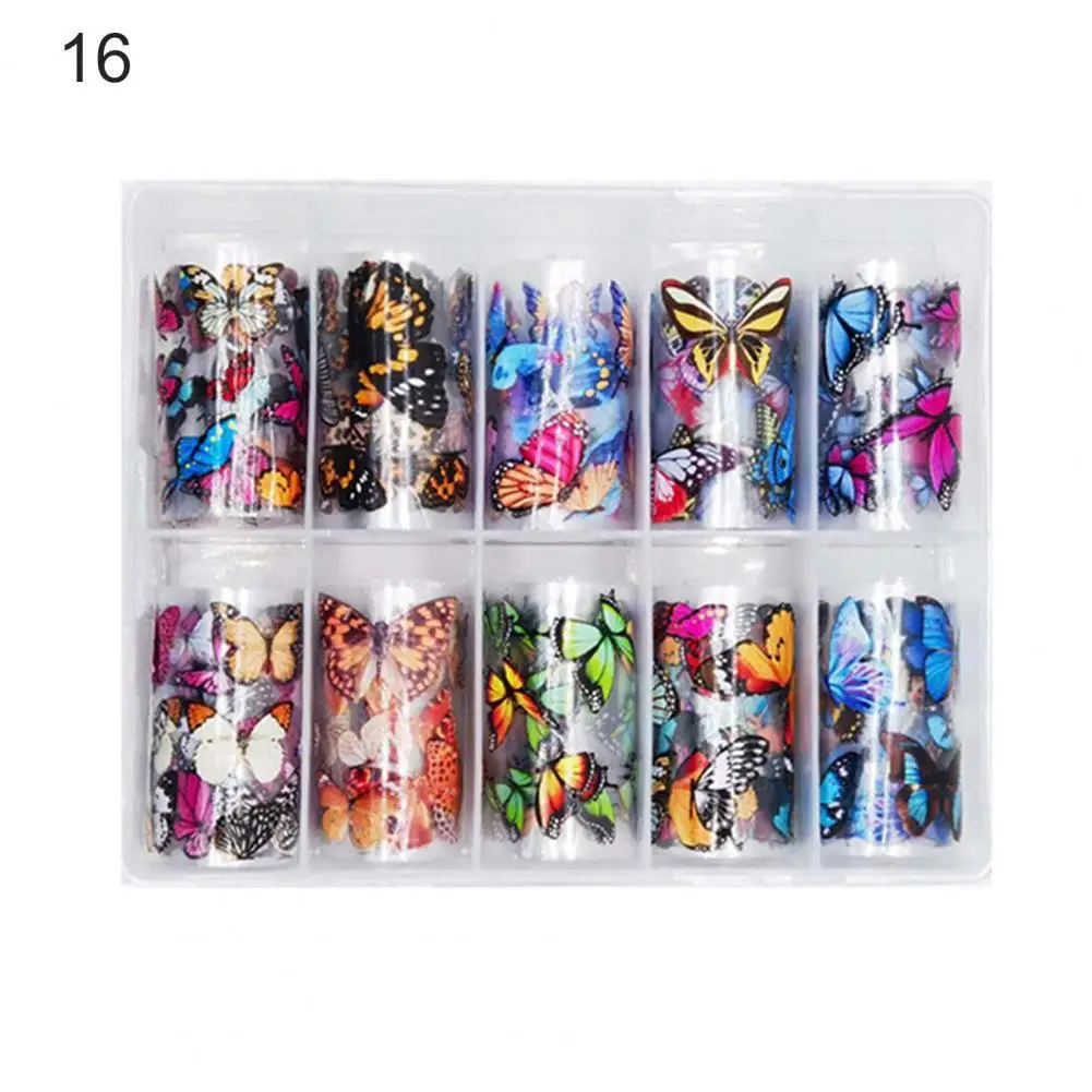 

10Pcs/Box Nail Stickers Attractive Flower Butterfly Nail Decals Transfer Decorations Non-fading Good Adhesion Nail Decals