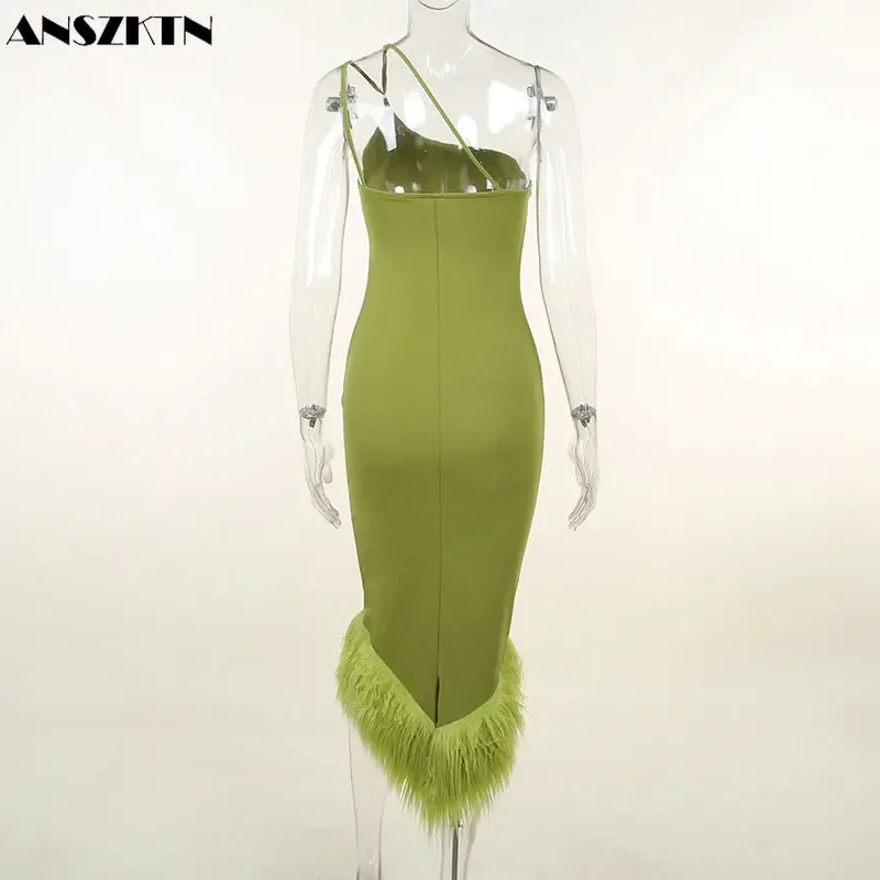 Платье на одно плечо с подвесным вырезом женское сексуальное тонкое длинное