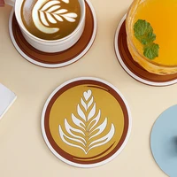 1pc cartoon coffee pattern kitchen tableware mats waterproof table placemat heat insulation non slip bowl pads coffee coasters
