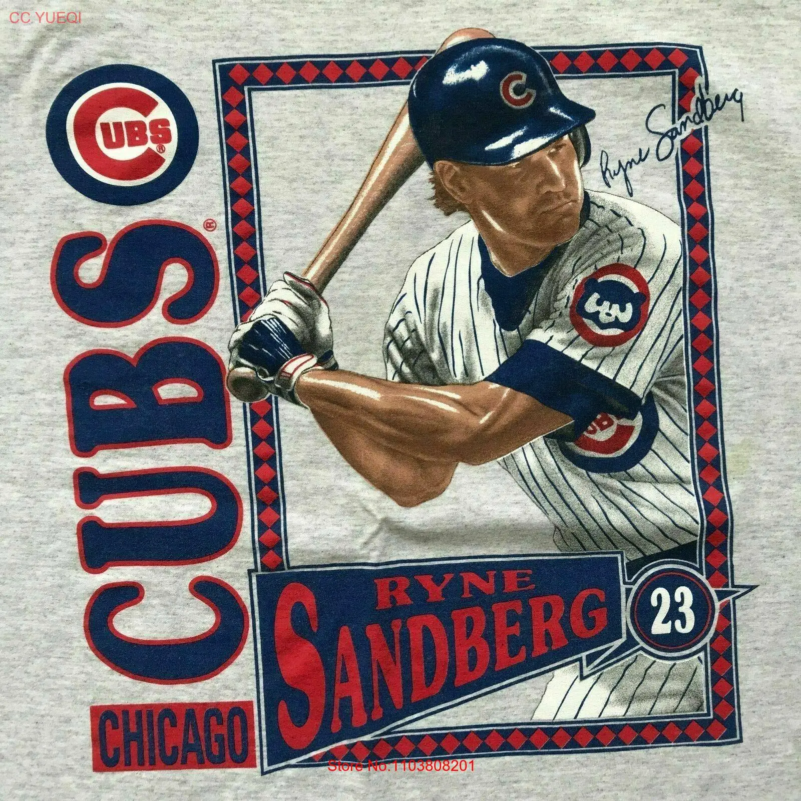 Мужская футболка VTG Ryne Sandberg серая размеры от S до 5XL JJ4374