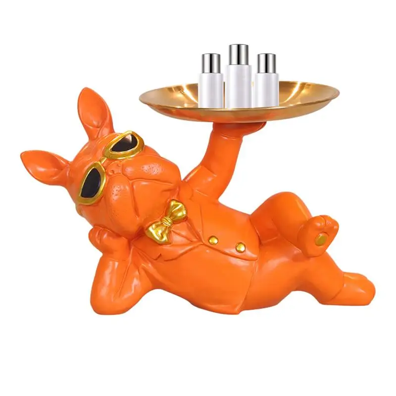 

Resin Dog Statue Living Room Decor Dog Sculpture Table Tray Ornaments French Bulldog Figurine for Home Interior Desk Decoration