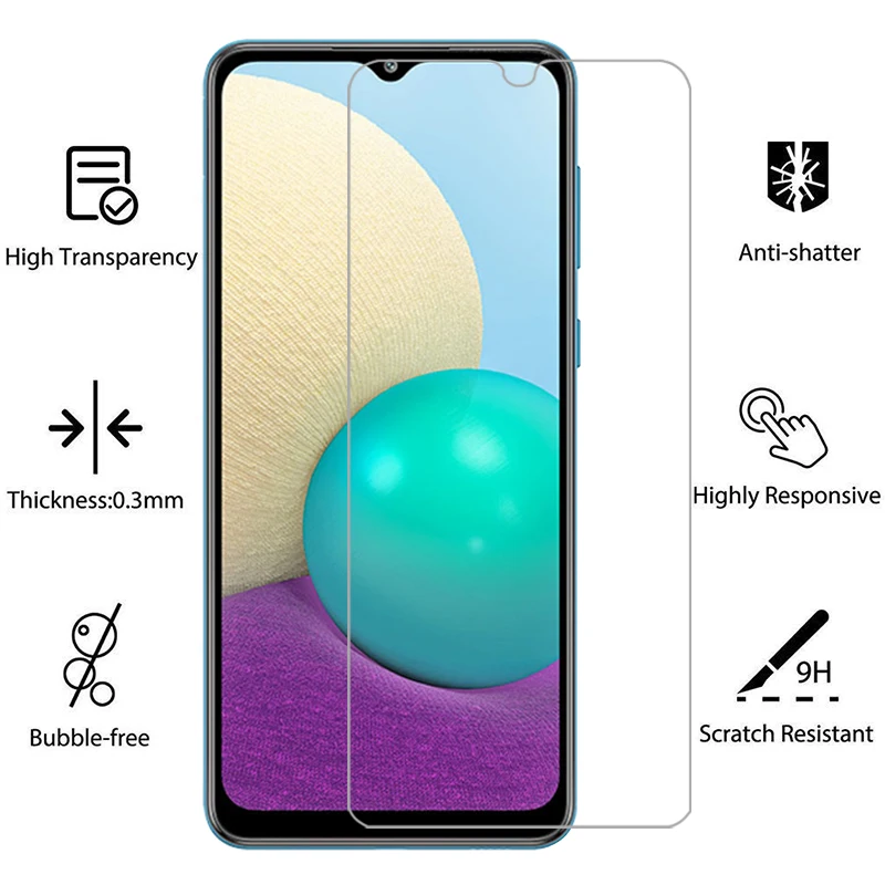 Защита экрана для samsung galaxy a02 a02s защитное закаленное стекло на galaxya02 a 02 s 02a пленка
