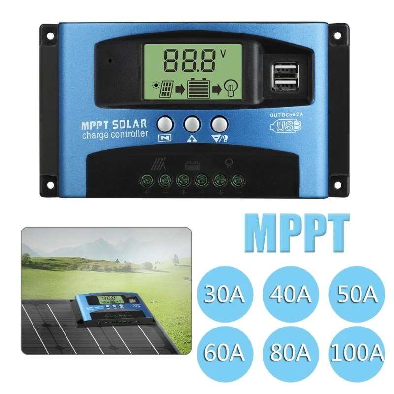 

100A 80A 60A 50A 40A 30A Solar Controllers Dual USB Solar Panel Battery Charge Dropship