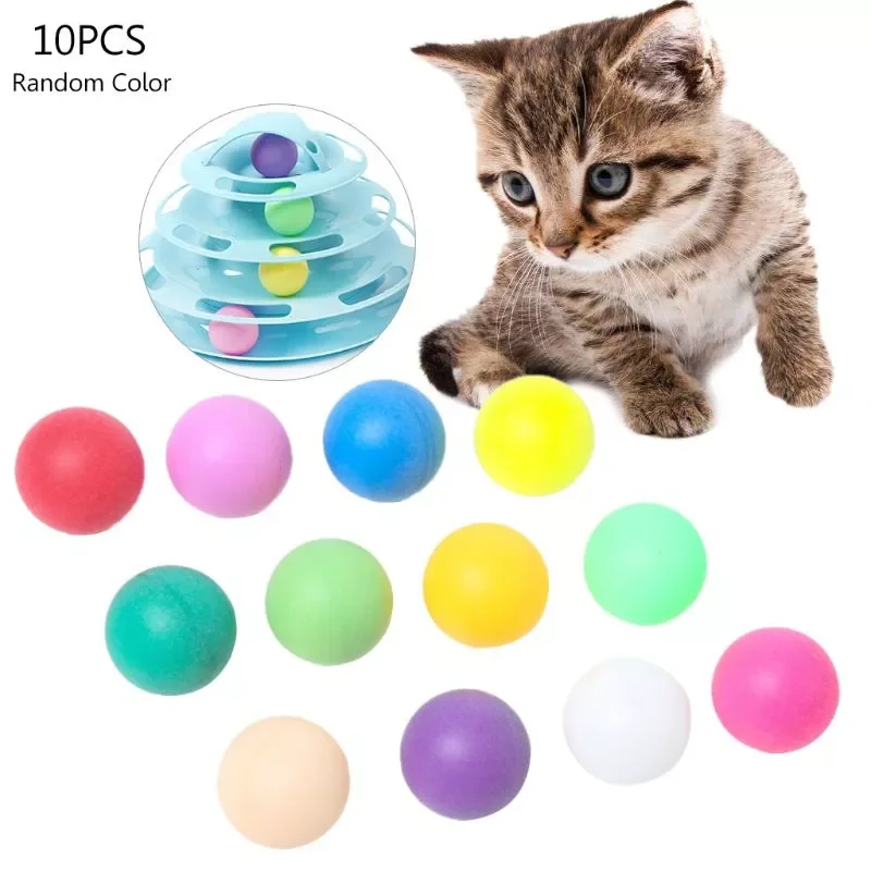 

2022New 10Pcs Colorful Cats Ball Play Chew Scratch Training Toys Chase Ball for Kitten Play Disk Interactive Kitten Exercise Toy
