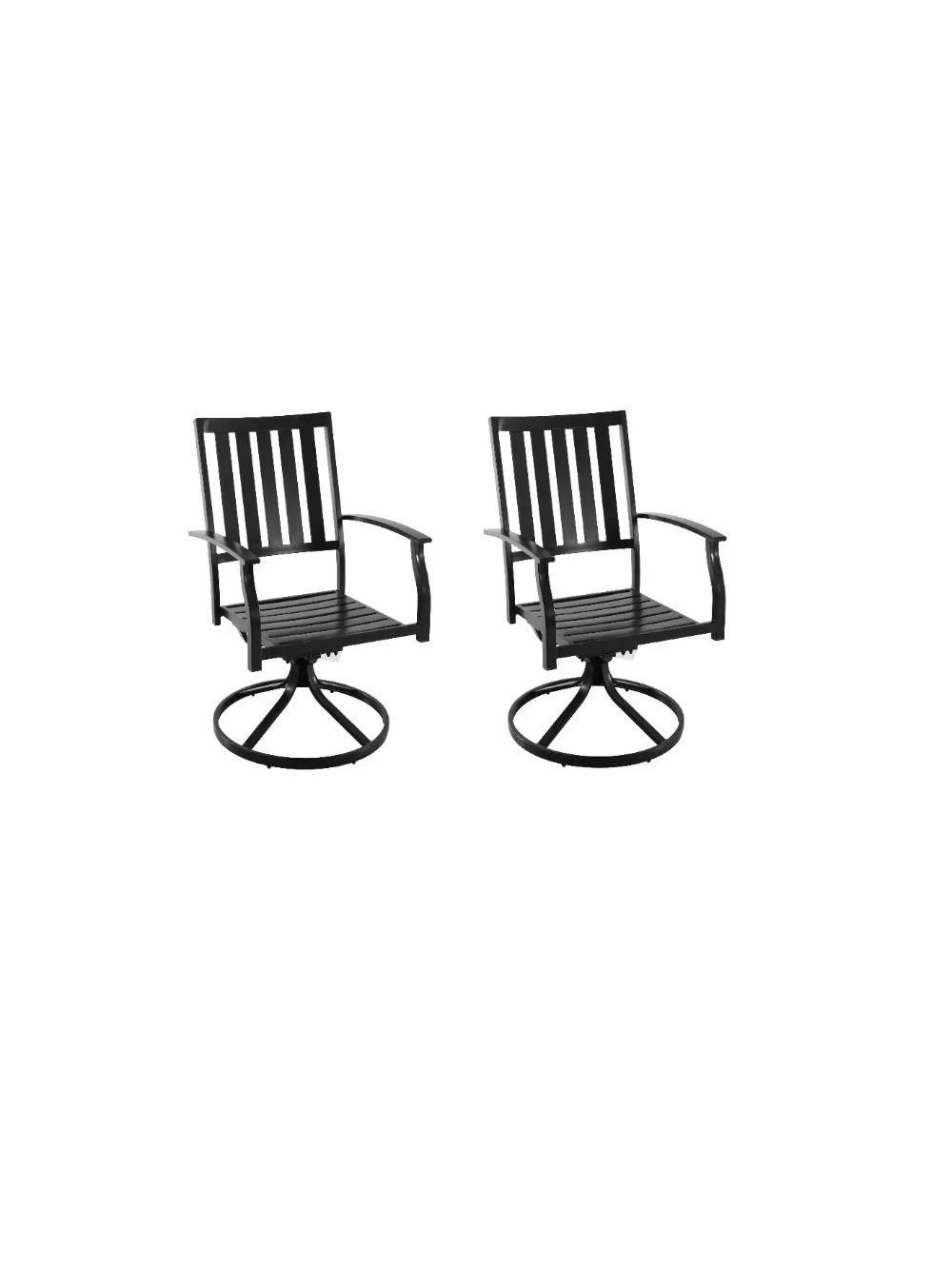

Outdoor Dining Chair - Steel - Set of 2 - Swivel -Garden Chair, Patio Chair Black