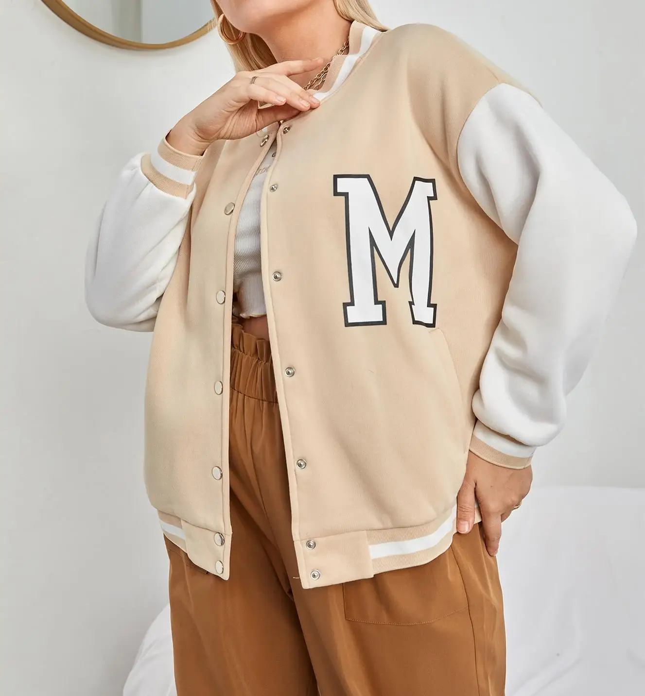 

Женская Весенняя/Осенняя бейсбольная куртка с длинным рукавом, женская короткая куртка-бомбер большого размера, женские куртки, пальто