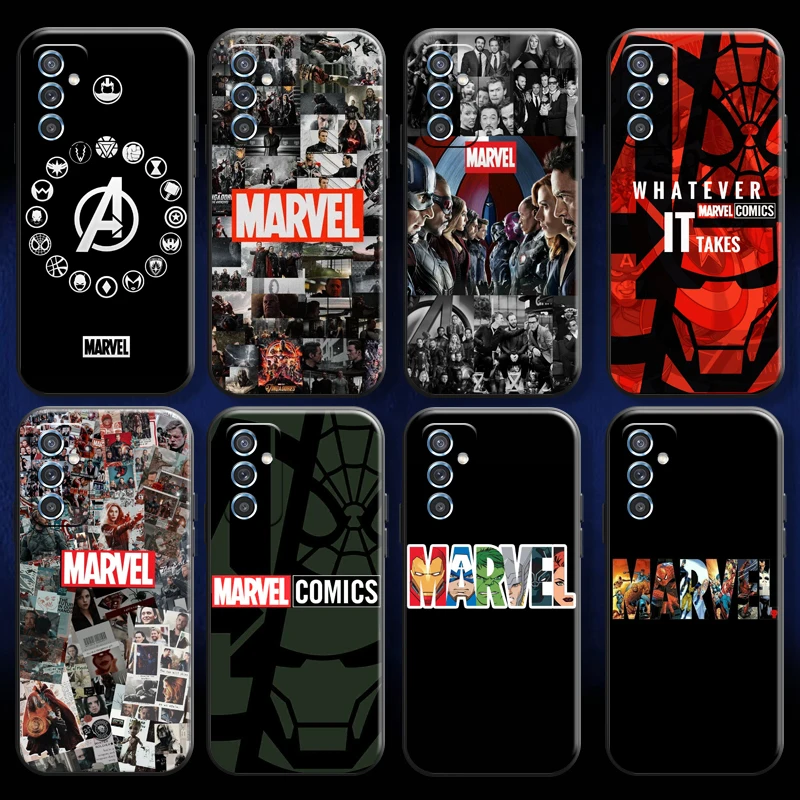 

Marvel Logo Comics For Samsung S8 S9 Plus S10 S10E S20 S21 FE Lite Ultra Plus Phone Case Liquid Silicon Back Funda Black