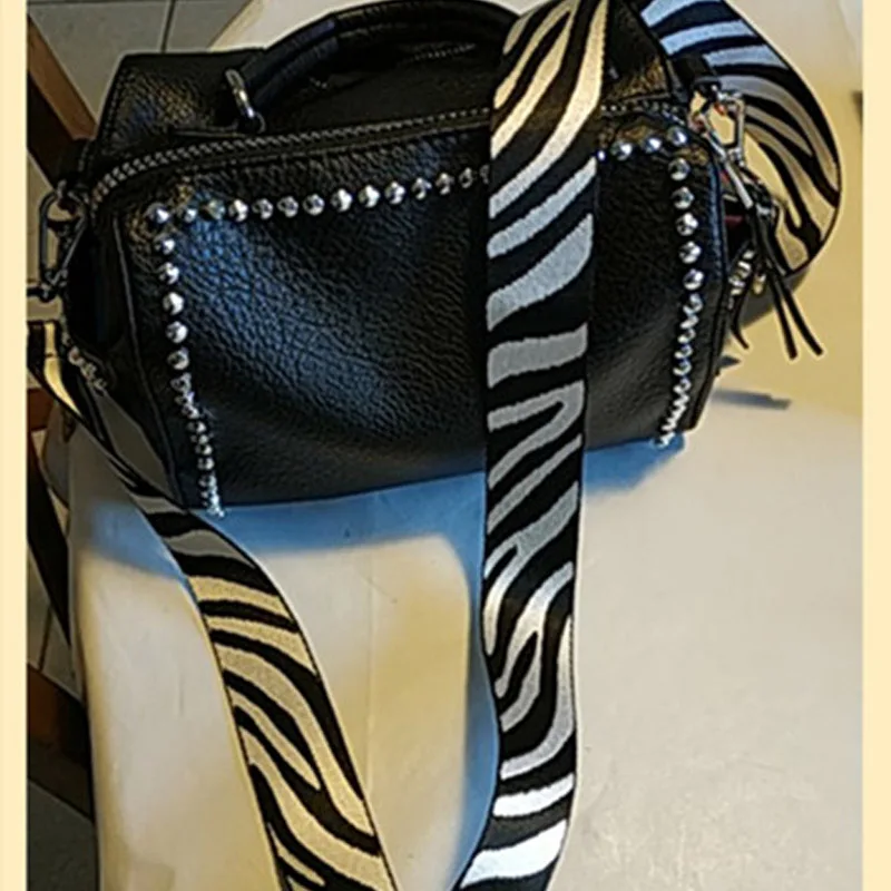 

Fashion Versatile Bag With Zebra Print Classic Design Crossbody Bag Wide Shoulder Strap Multicolor Contrast Bag Accessories