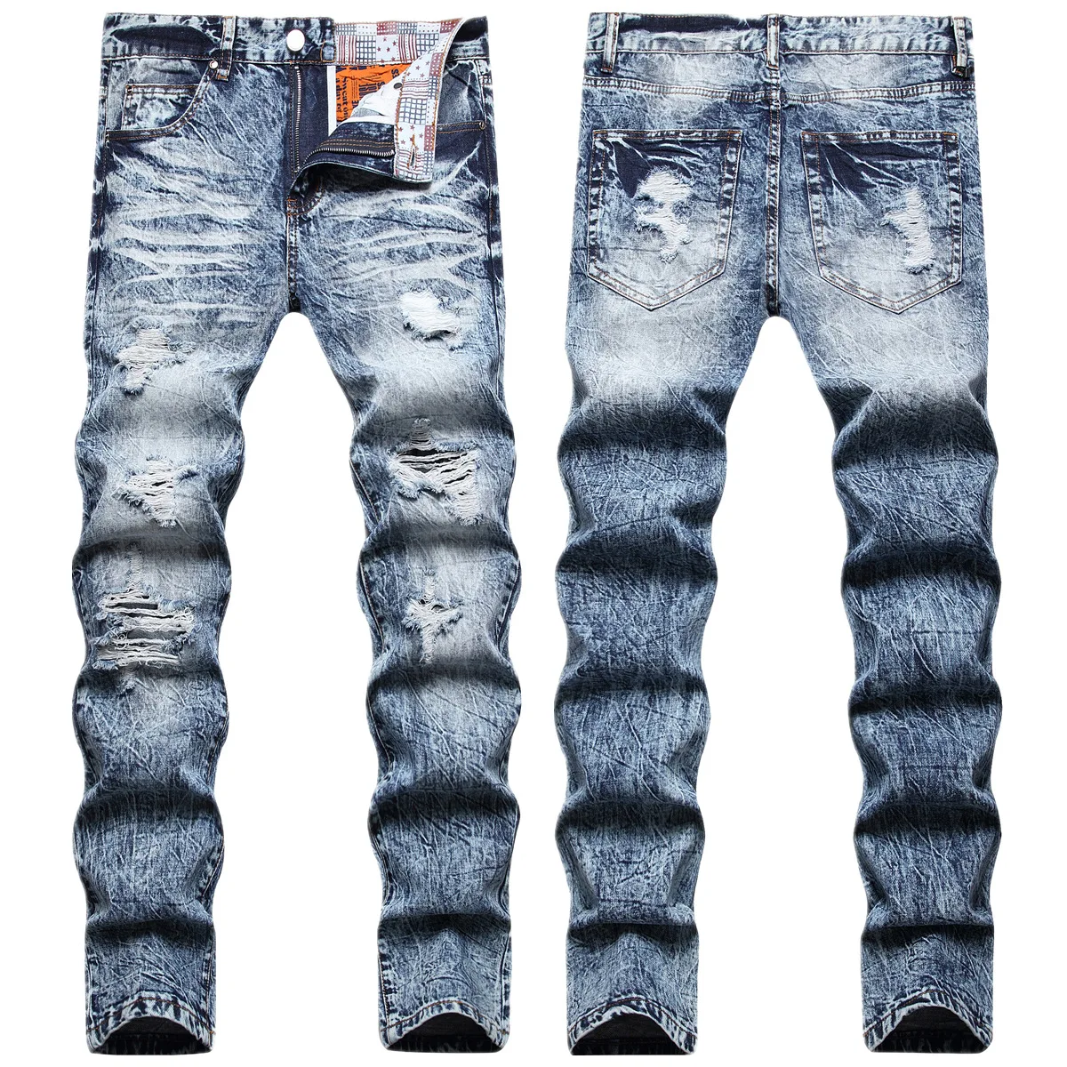 Brand Ripped Jeans Men Autumn Winter High Quality Korean Streetwear Y2k Pants Fashion Plus Size Straight Slim Trousers Men