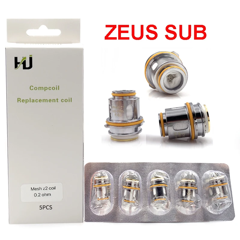Vmiss 10Pcs Zeus Sub Ohm Tank Coil Mesh Coil Z1 0.4Ohm Z2 0.2Ohm Testa Di Ricambio Per Zeus Sub Ohm Tank Atomizer