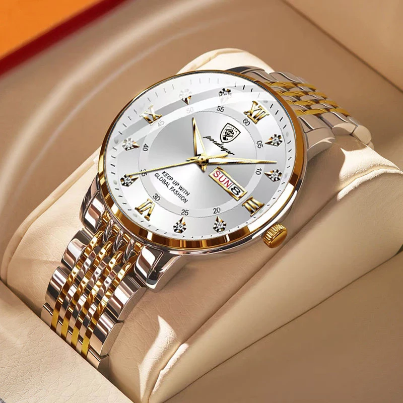 

POEDAGAR Men Watch Luxury Brand Fashion Business Automatic Date Week Display Watches Waterproof Luminous Pointer Quartz Clock