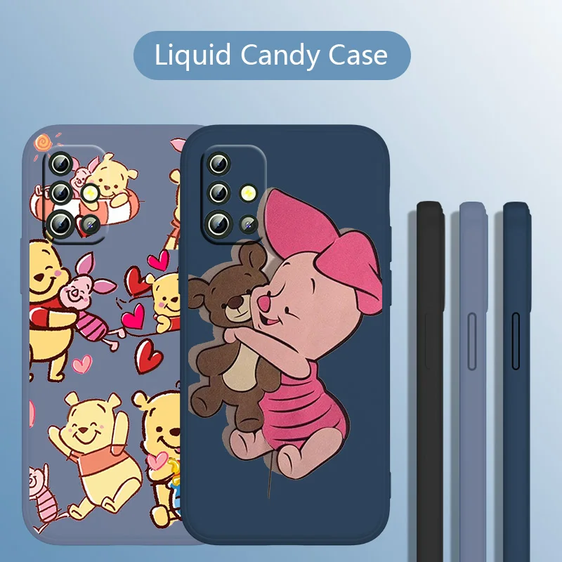 

Disney Piglet cute For Samsung Galaxy A73 A53 A33 A52 A32 A22 A71 A51 A21S A03S A50 4G 5G Liquid Rope Cover