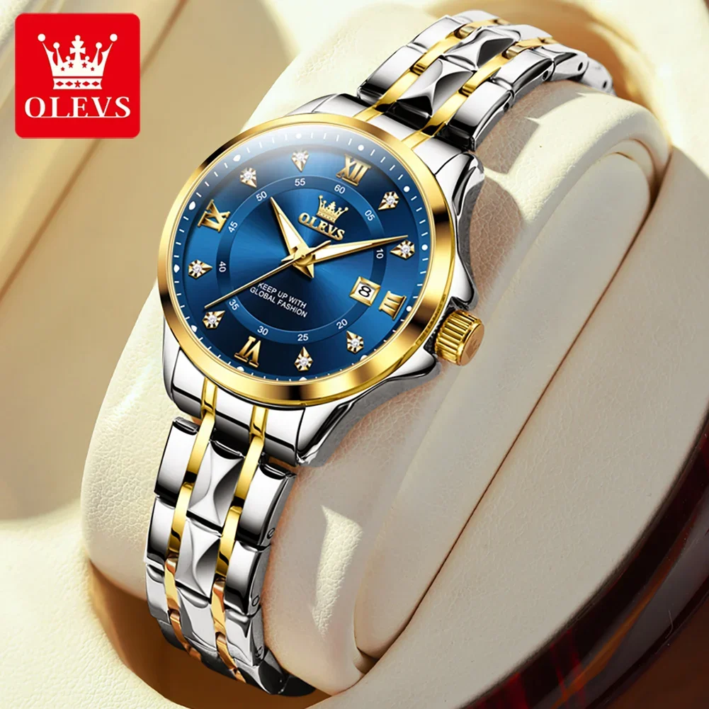 

OLEVS Womens Watches Top Brand Luxury Gold Quartz Watch for Women Stainless Steel Waterproof Calendar Fashion Wristwatches
