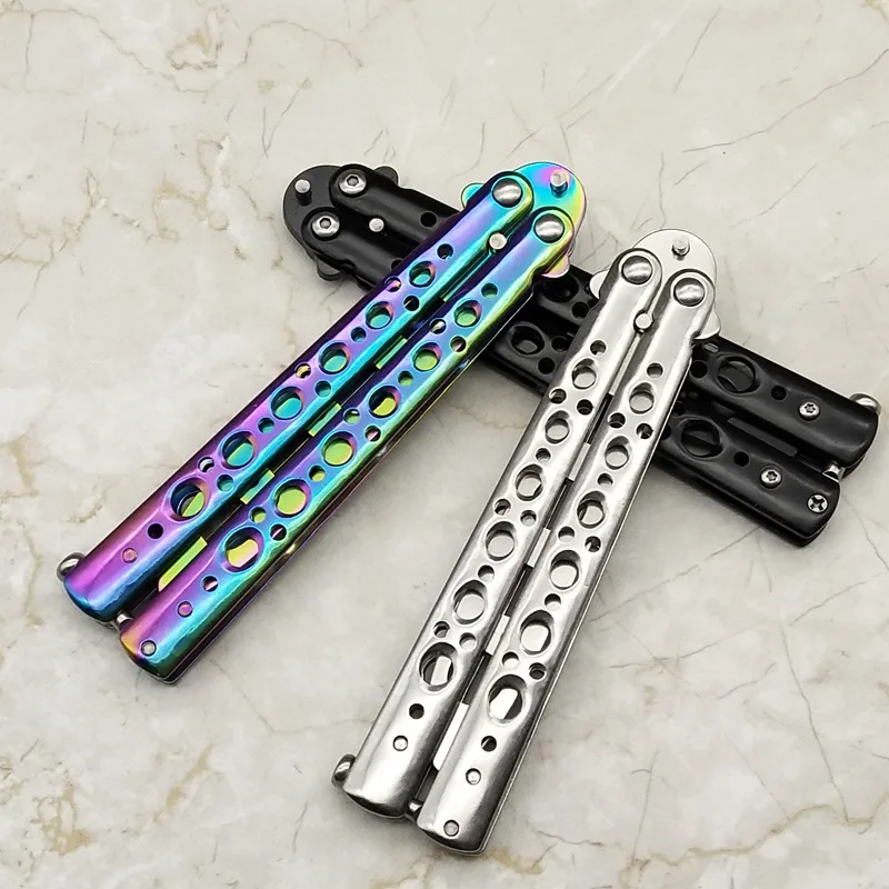 

2022 Portable Folding Butterfly Knife CSGO Balisong Trainer Stainless Steel Pocket Practice Knife Training for Outdoor Games